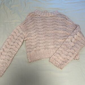 Urban Outfitters light pink holey patterned sweater